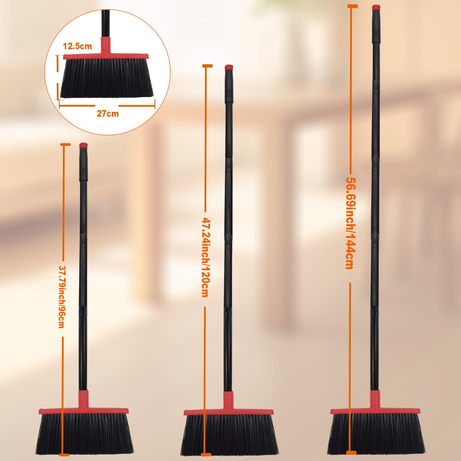 Heavy Duty Adjustable Angle Broom with 56" Steel Handle