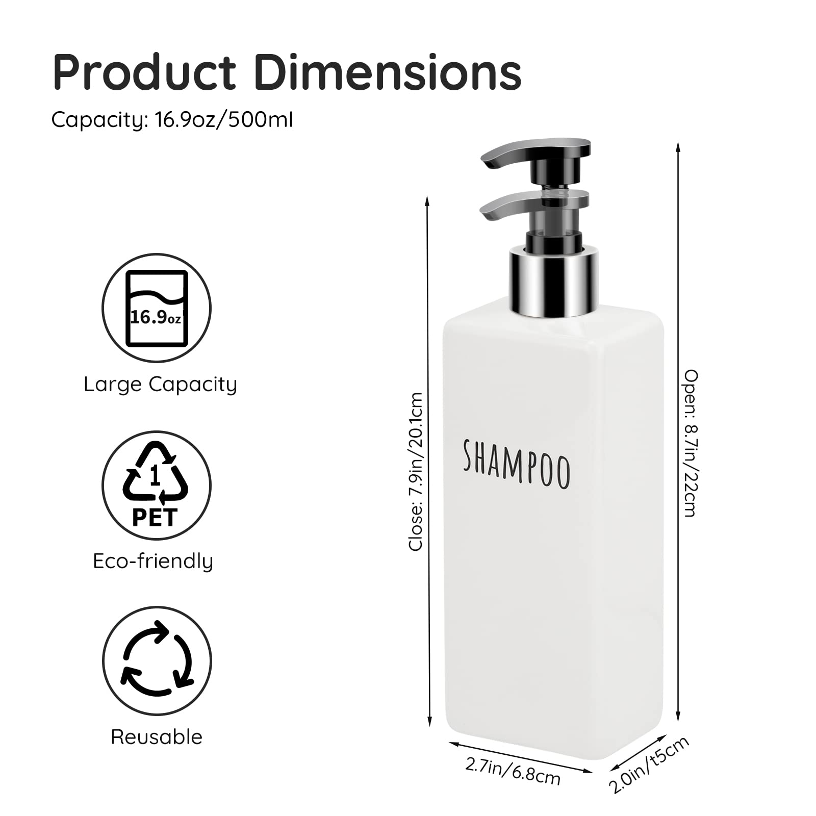 Square Soap Dispenser Refillable (3 Count)
