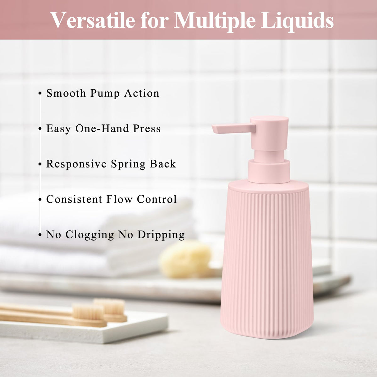 Pink 2 Pack Hand Soap Dispensers Set for Bathroom (2 Count)