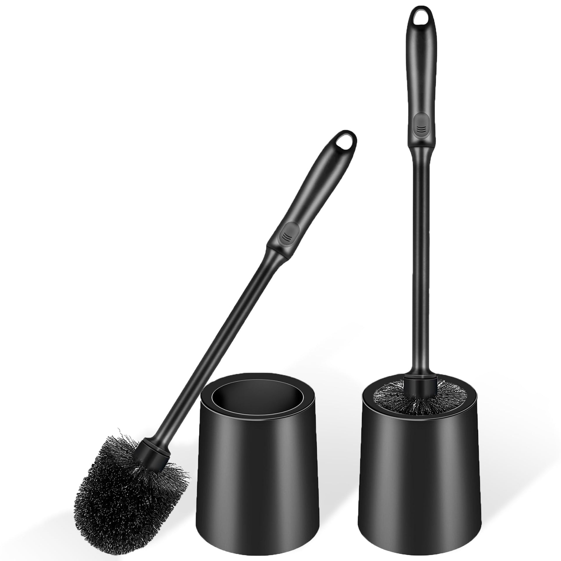 Black Toilet Brush and Holder Set for Bathroom and Toilet Scrubber (2 Count)