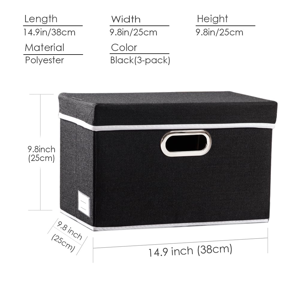 Foldable Storage Box with Lid [3 (3 Count)