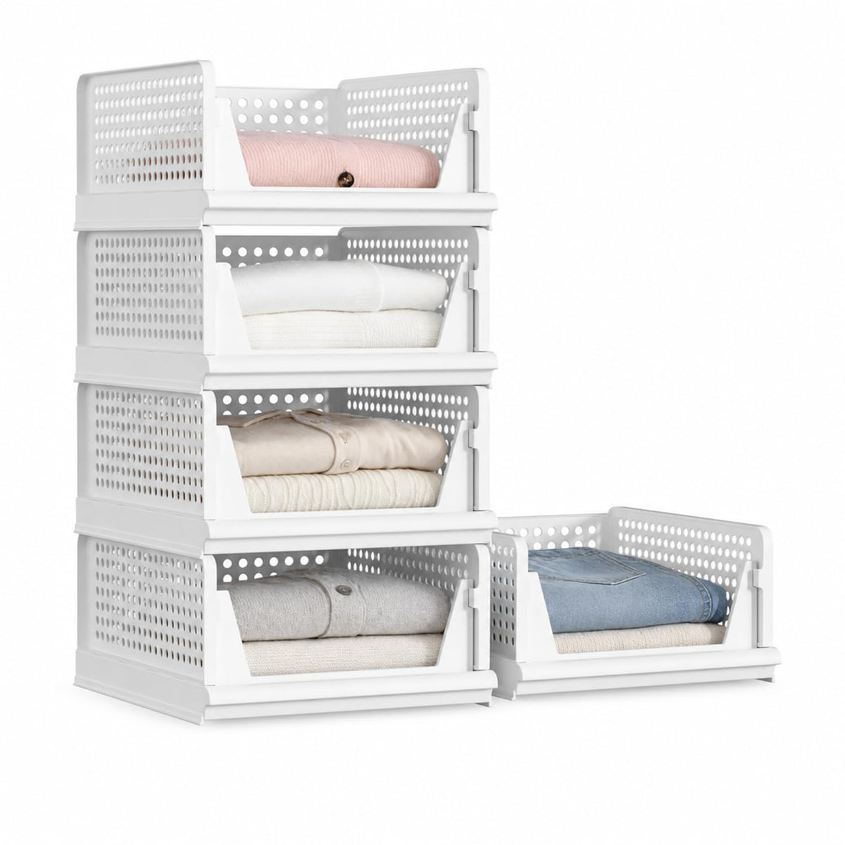 5 Pack Stackable Storage Bins (5 Count)