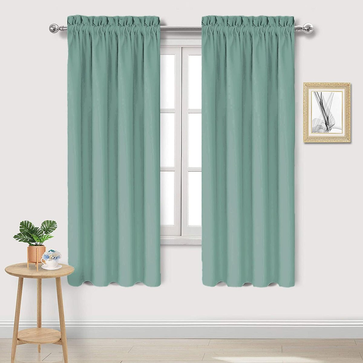 Blackout Curtains for Bedroom 42 x 63 Inch Long Sage Green 2 Panels (2 Count)