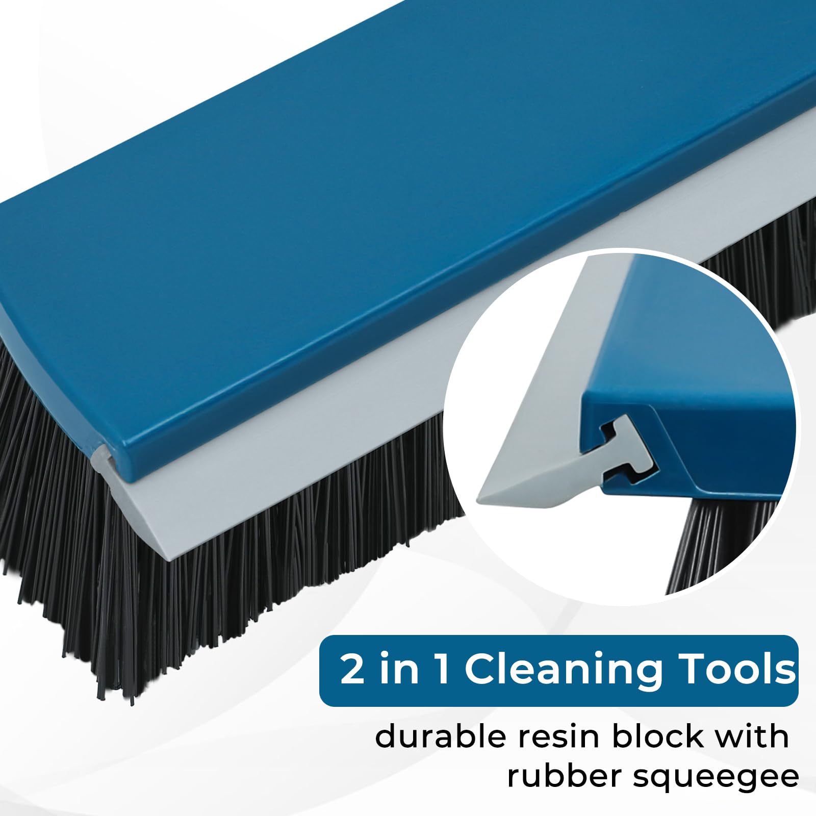 16 Inch Push Broom Outdoor with Rubber Squeegee and 58" Long Handle