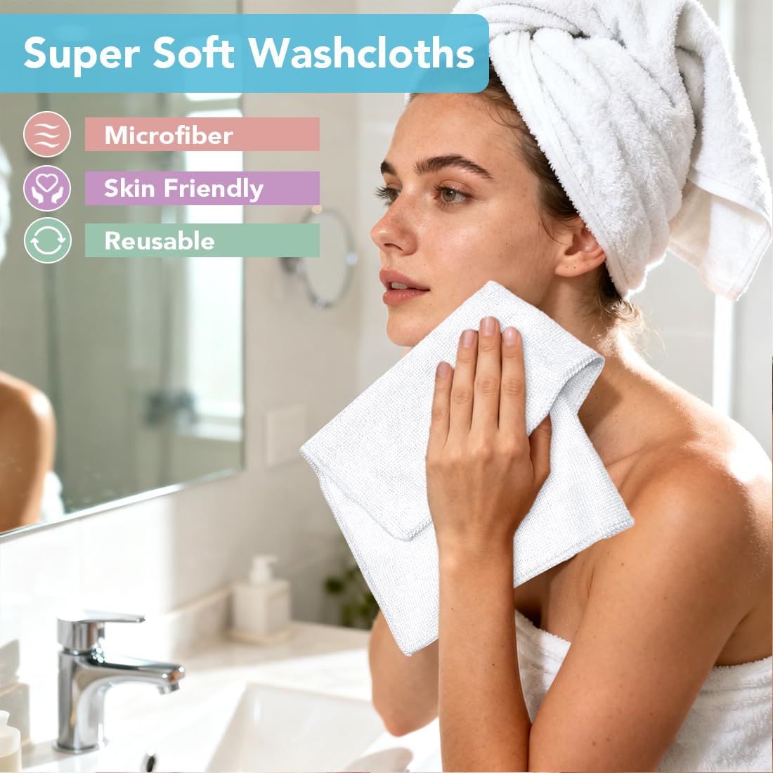 Wash Cloths Face Towels 12x12 Inch 10 Pack (10 Count)