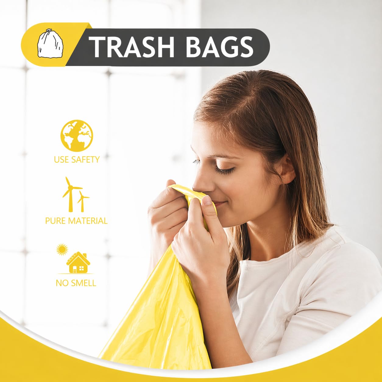Small Yellow Trash Bags 4 Gallon 160 Count Kitchen Garbage Bags