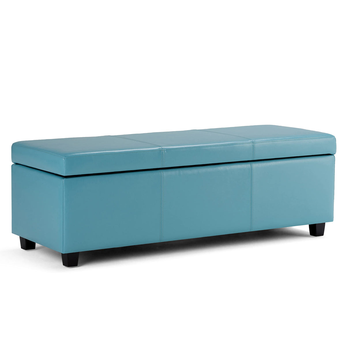 Avalon 48" Wide Vegan Leather Storage Ottoman in Soft Blue