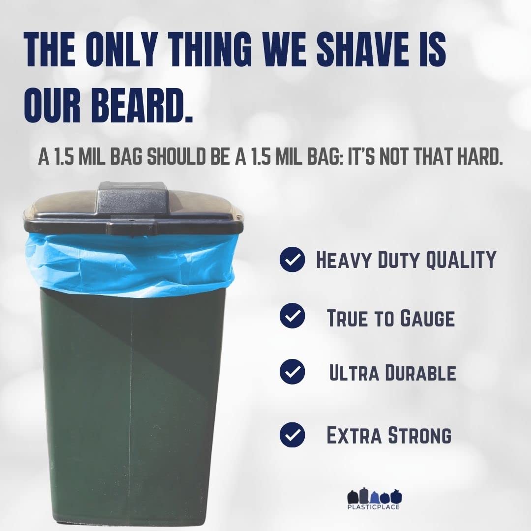 64 Gallon Recycling Trash Bags For Toter │1.5 Mil │ Blue Heavy Duty Garbage Can Liners │ 50” x 60” (50 Count)
