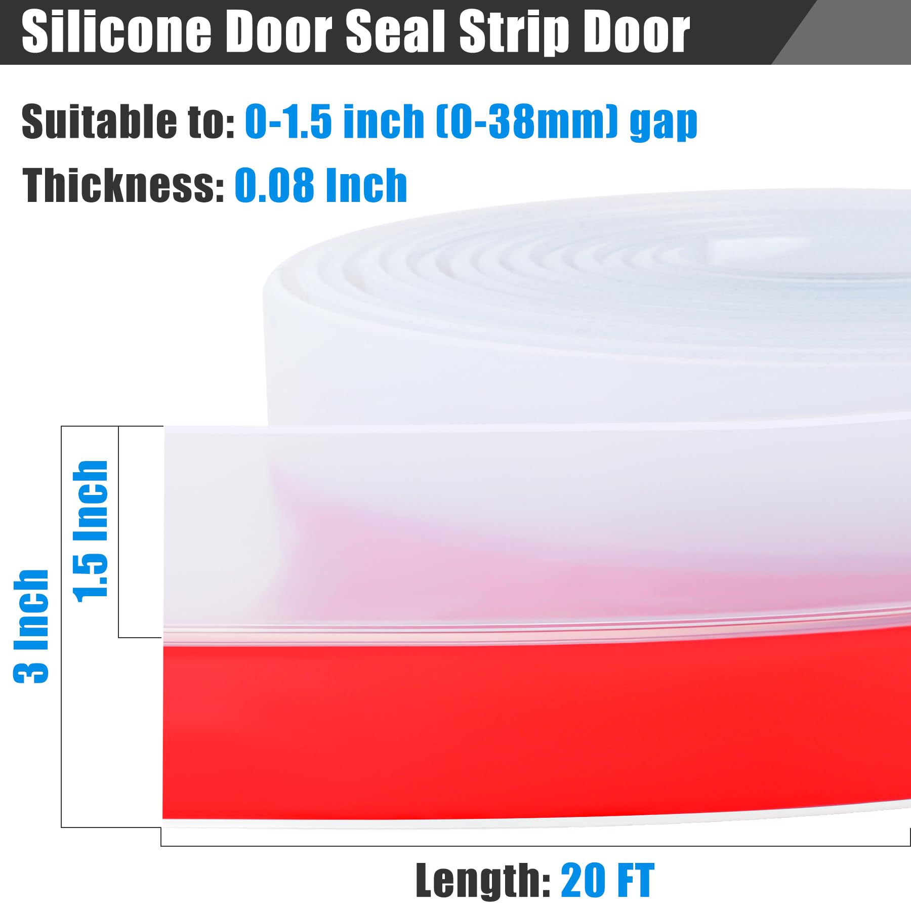 Draft Seal Tape for Doors and Windows 3 in x 20 Ft Silicone Weather Stripping Extra Thick 2mm Door Seal Strip with Strong Adhesive Draft Insulation Stopper Side Seal (20 Foot)