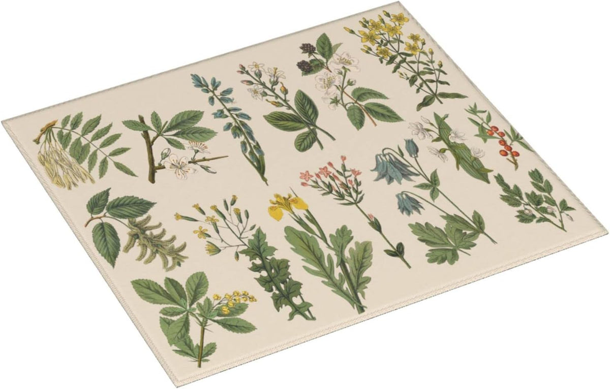 Vintage Color Plants Herbs Floral Microfiber Dish Drying Mat For Kitchen Countertop Absorbent Reversible Drainer Rack Pad 18 X 16 Inch