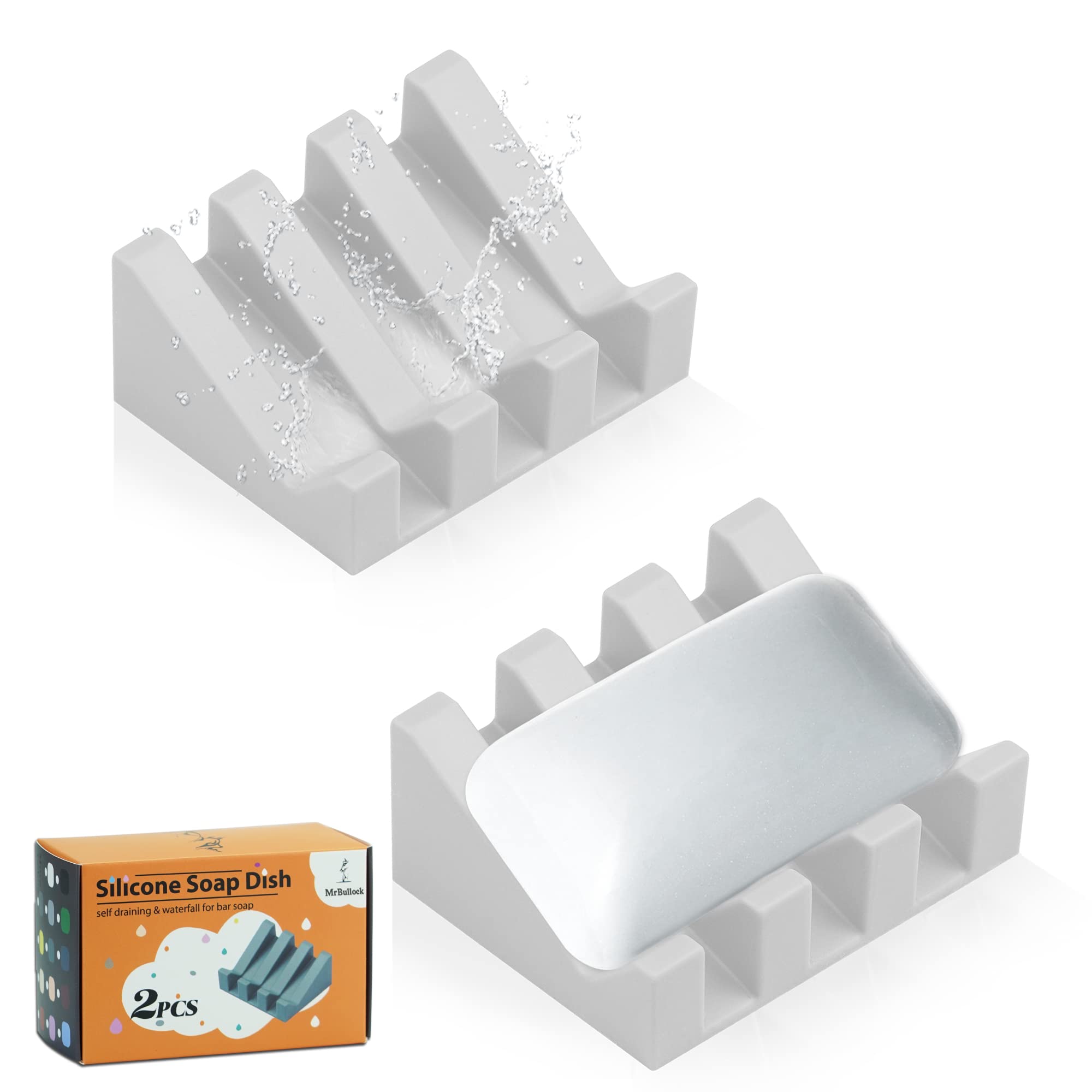 Silicone Soap Dish Self Draining for Shower & Kitchen (2 Count)