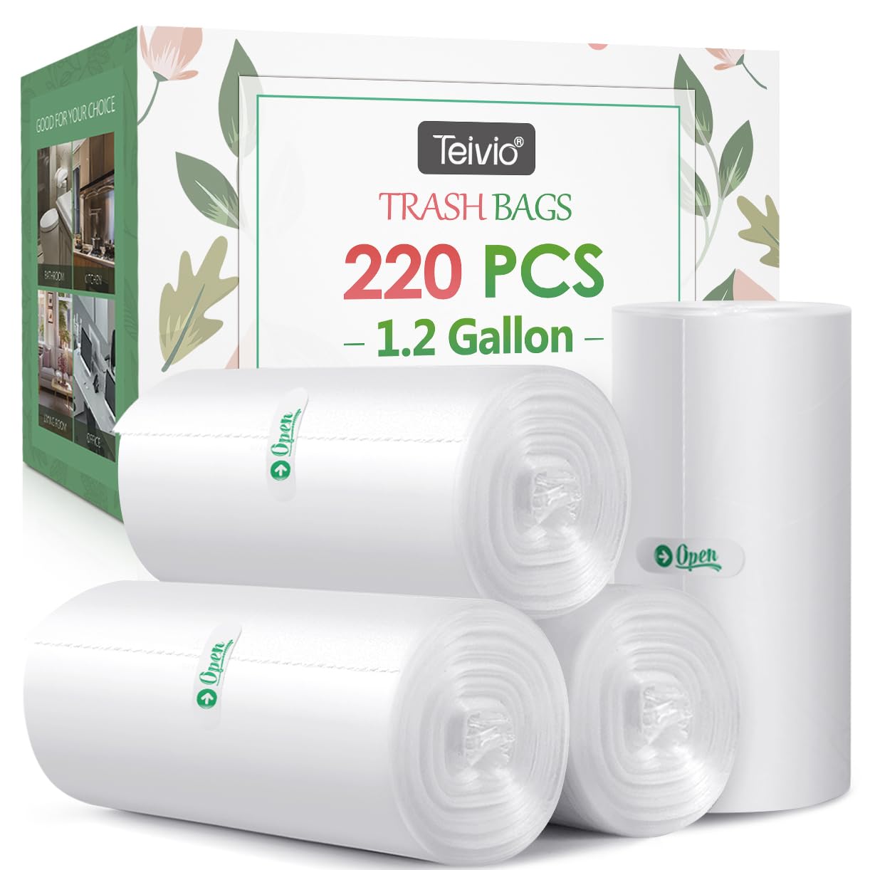 1.2 Gallon 220 Counts Strong Trash Bags Garbage Bags