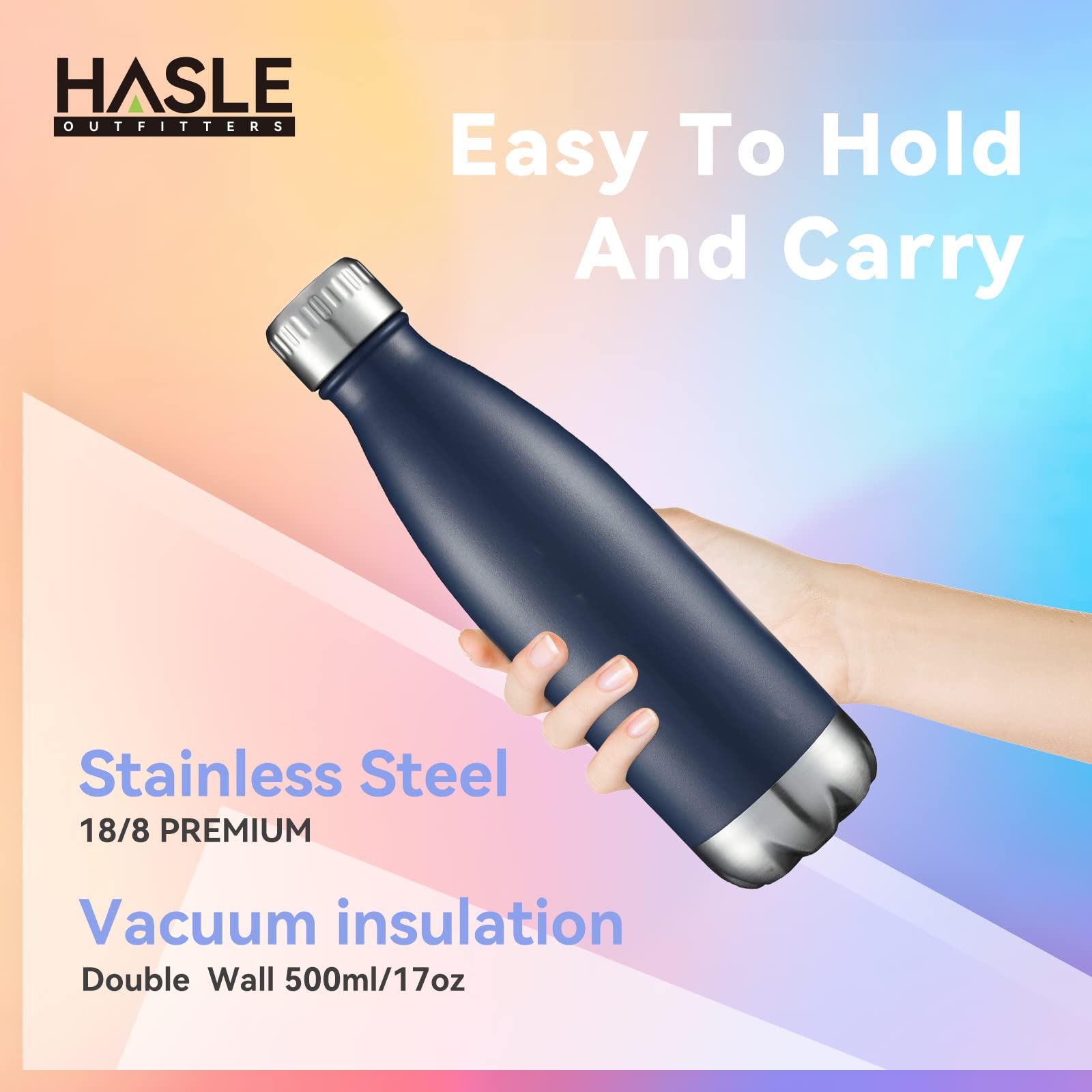 17oz Stainless Steel Water Bottles Bulk (8 Count)