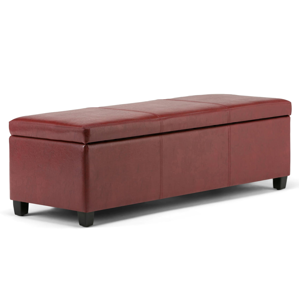 Avalon 48" Wide Vegan Leather Storage Ottoman in Red