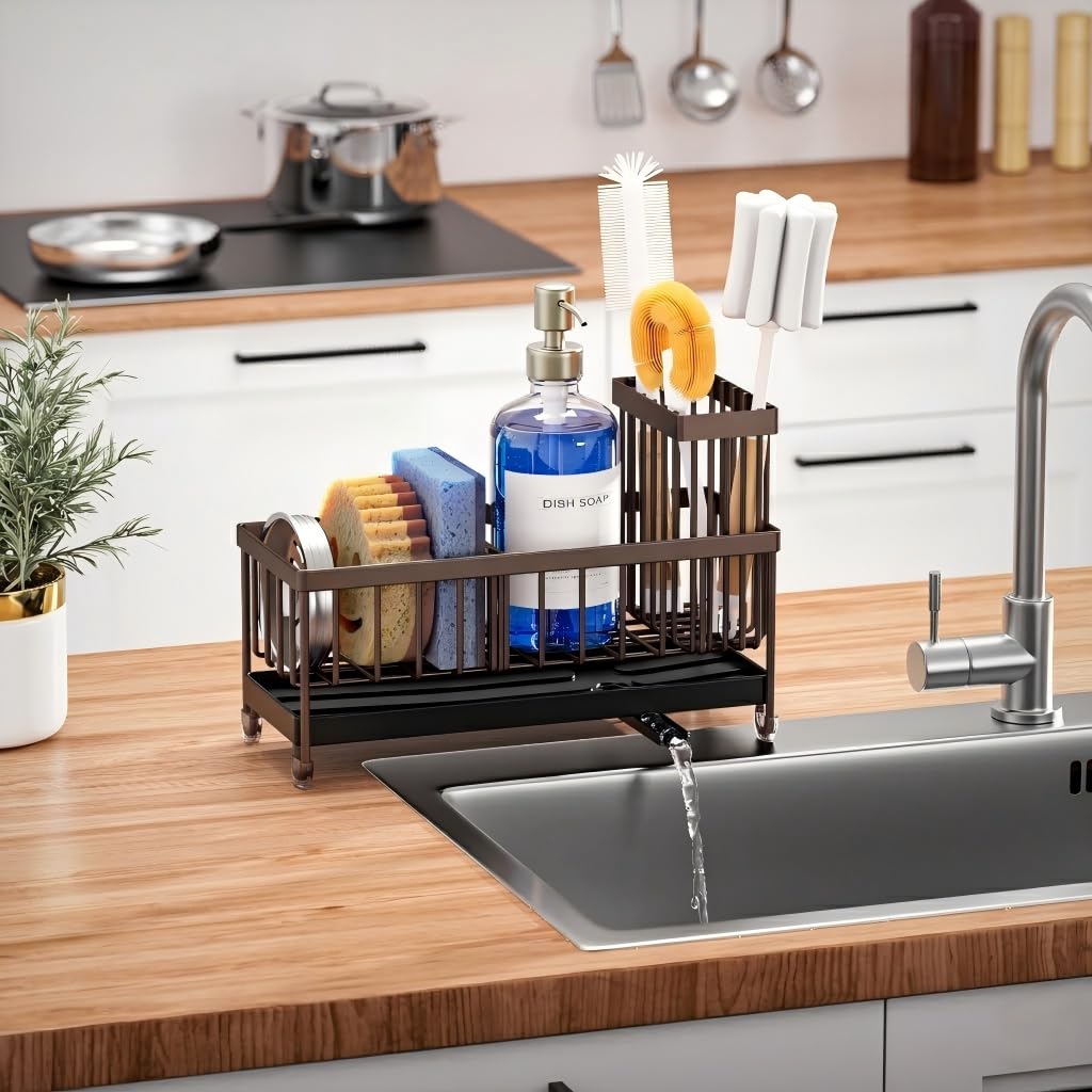 Brown Sponge Holder for Kitchen Sink