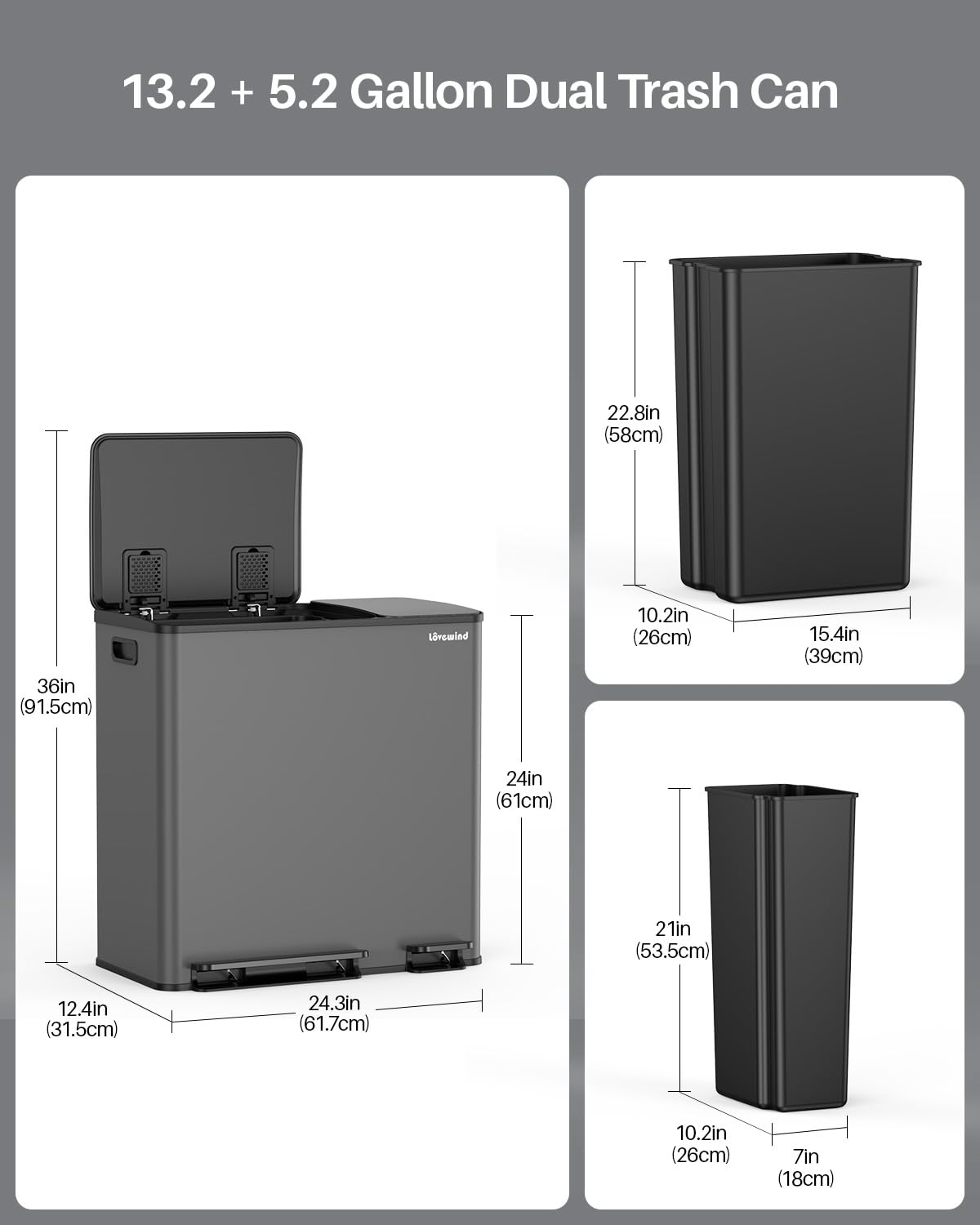 Dual Trash and Recycling Bins for Kitchen