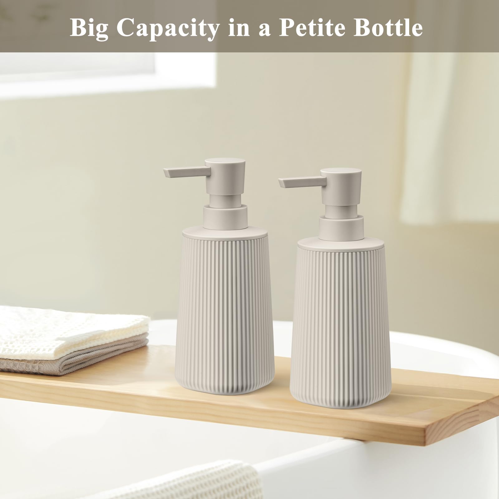 Beige 2 Pack Hand Soap Dispensers Set (2 Count)