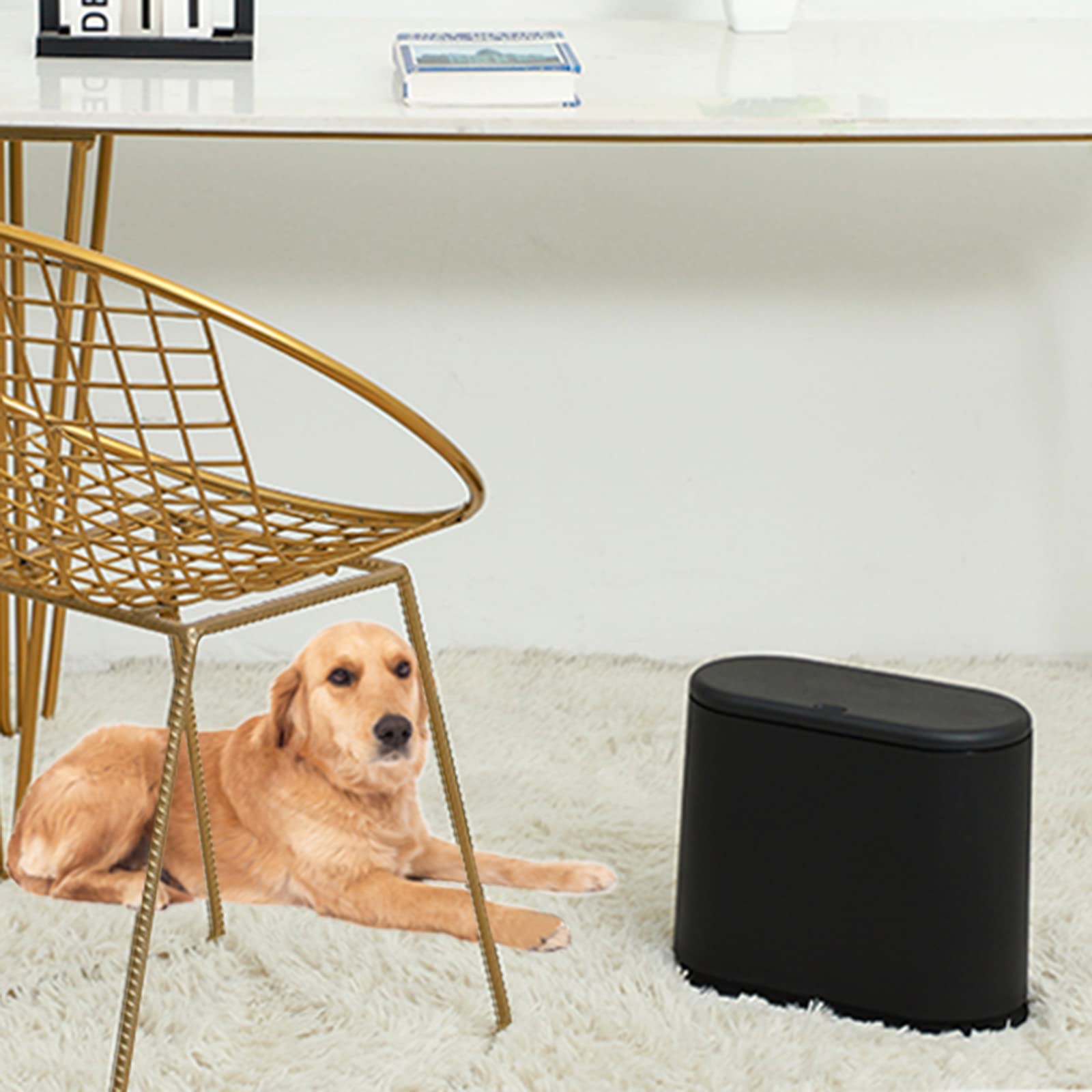 Black Slim Bathroom Trash Can with Press Top Lid
