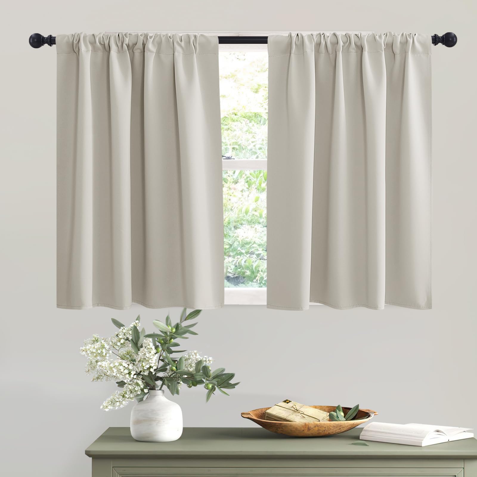 Short Privacy Curtains 30 inch Long for Bathroom Window (2 Count)