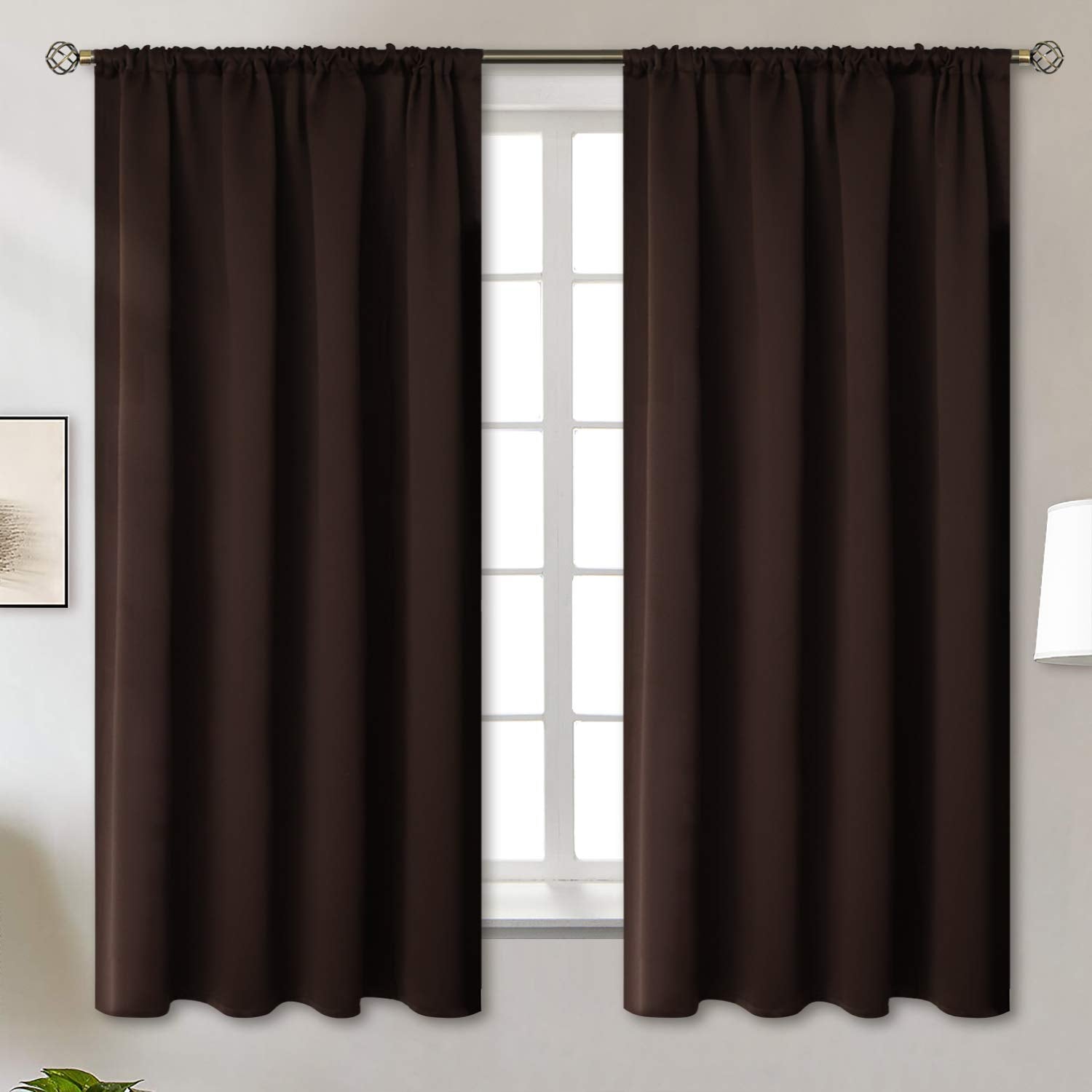 Brown Blackout Curtains 63 Inch Length