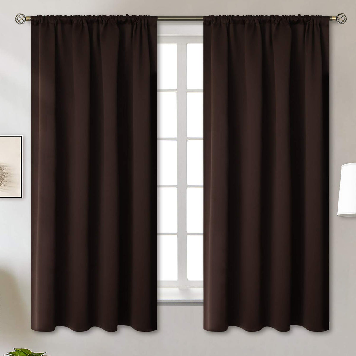 Brown Blackout Curtains 63 Inch Length