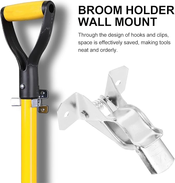 10pcs Heavy Duty Iron Mop and Broom Holder Wall Mount Tool Clips Set for Home Organization and Garage Storage