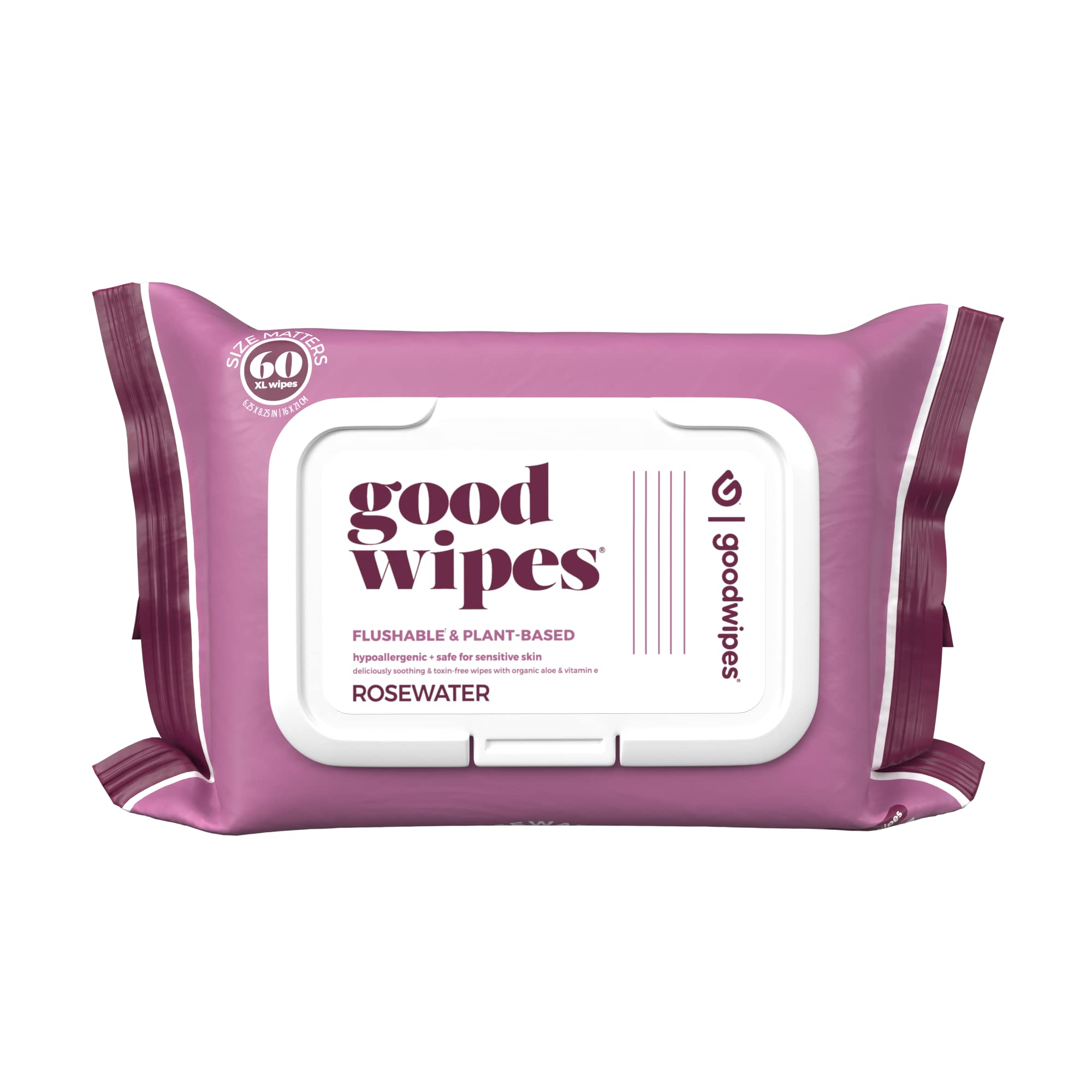 Flushable Butt Wipes Made with Vitamin E & Aloe (60 Count)
