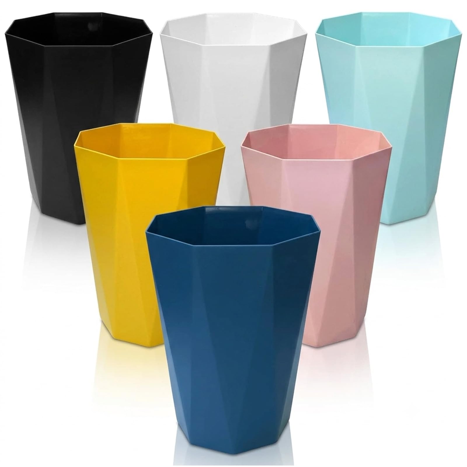 6pcs Trash Can Wastebasket Plastic 2.6 Gallon Garbage Can Container Rubbish Trash Bin Paper Basket Office Organizer for Bedroom Office Bathroom (6 Count)
