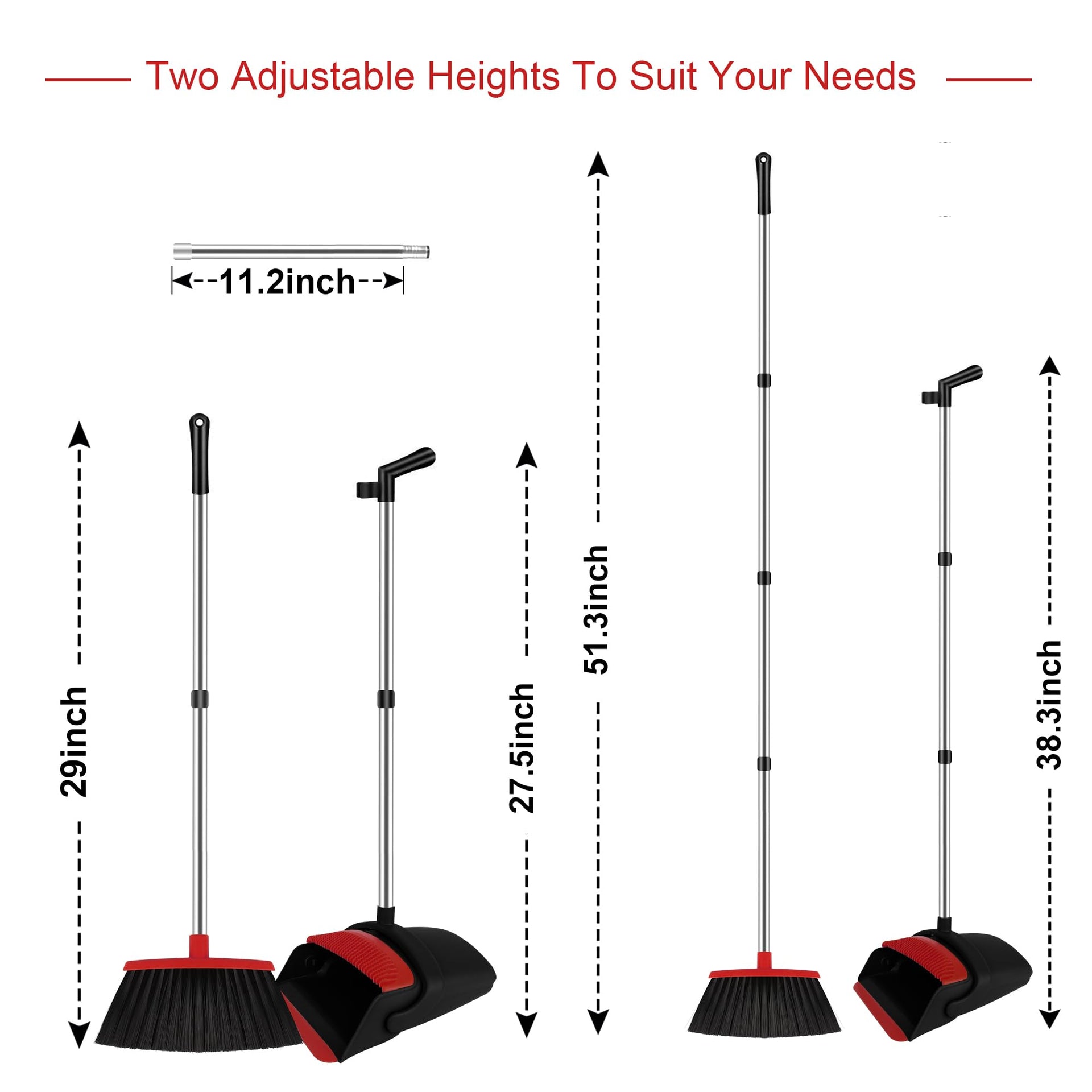 Red Broom and Dustpan Combo Set