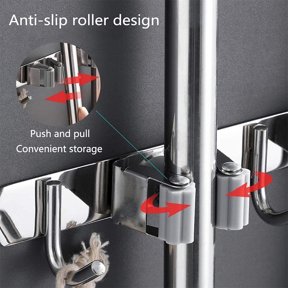 Broom Mop Holder Wall Mount Tool Hanger Organizer
