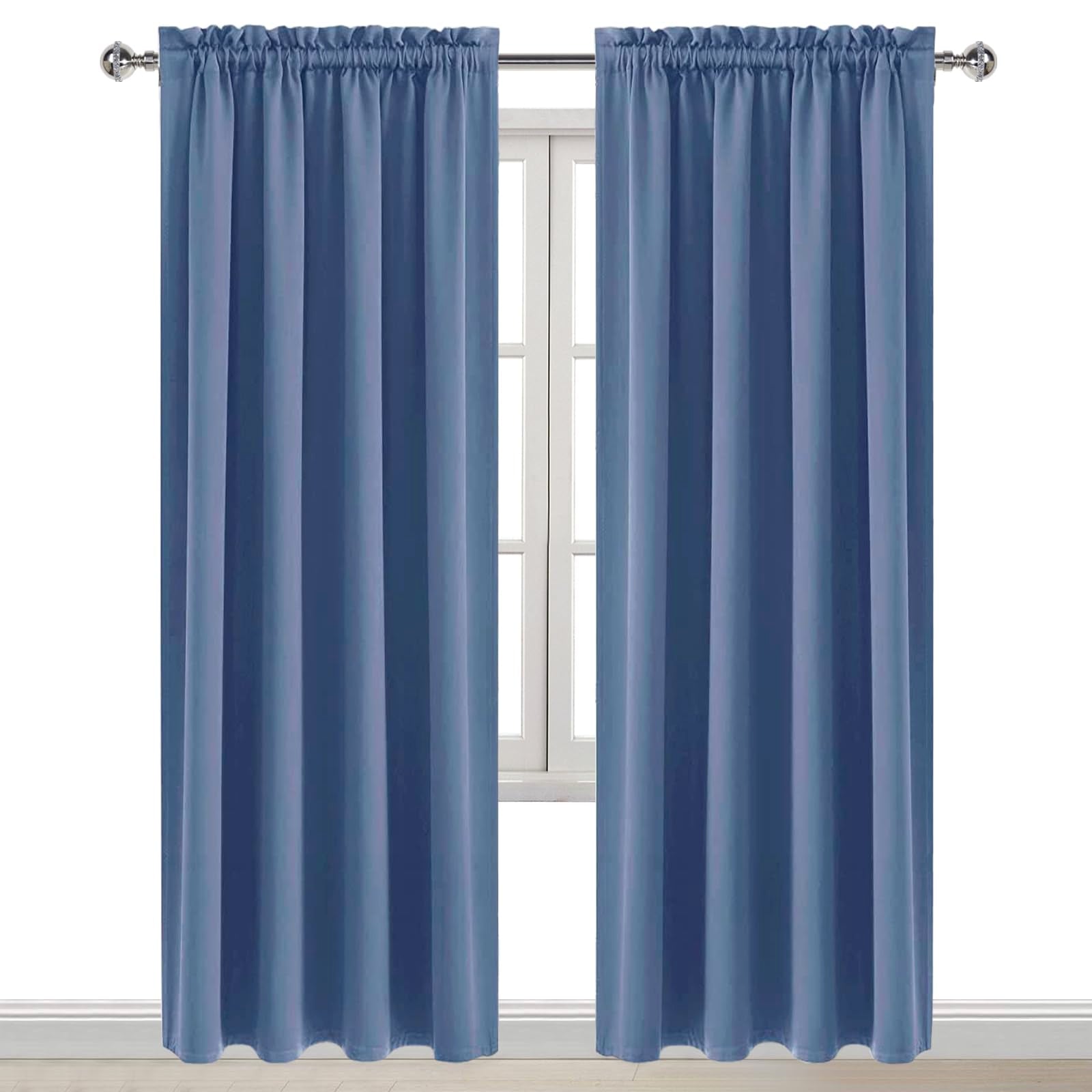 Blackout Curtains for Bedroom 52 x 95 Inch Long Dusty Blue 2 Panels (2 Count)
