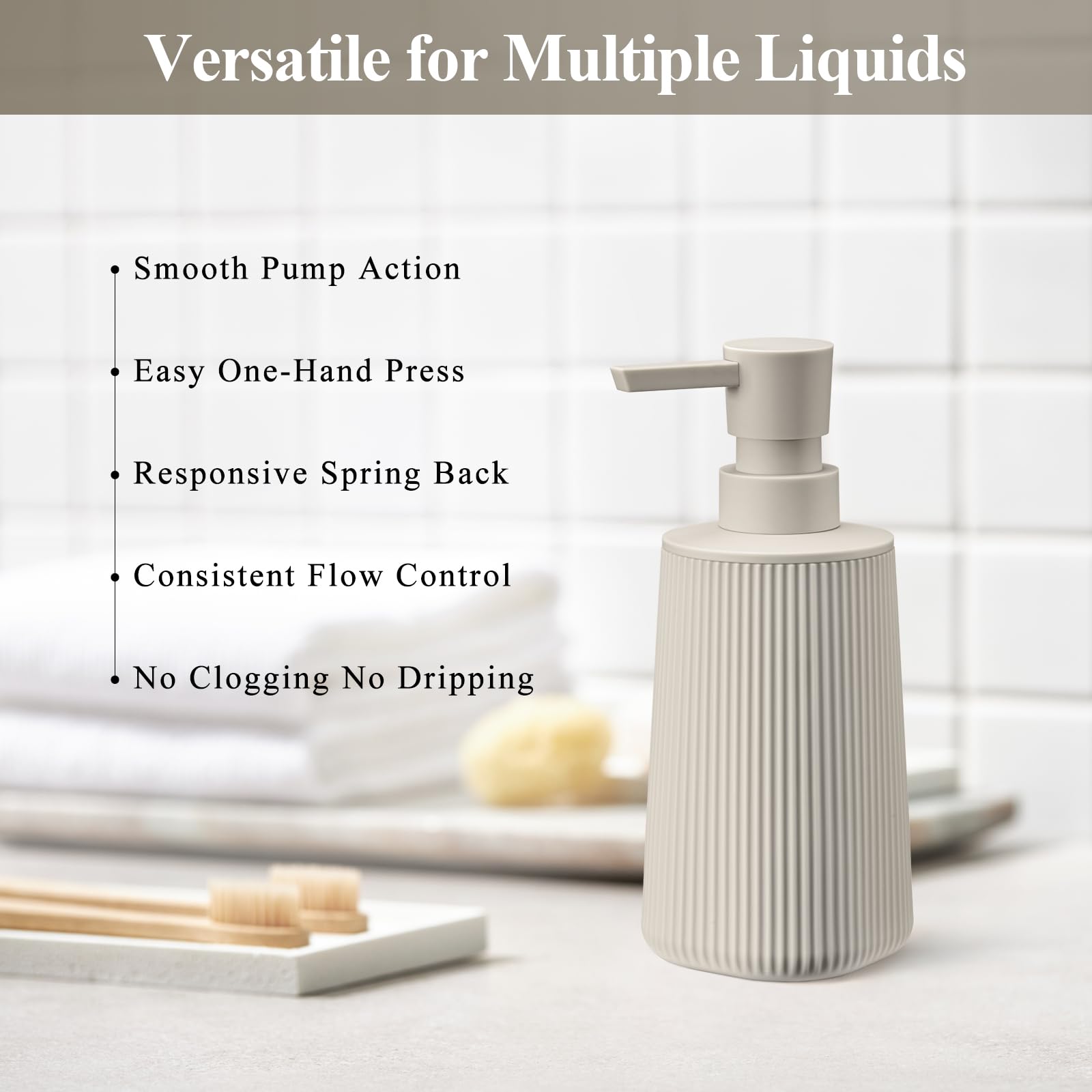 Beige 2 Pack Hand Soap Dispensers Set (2 Count)