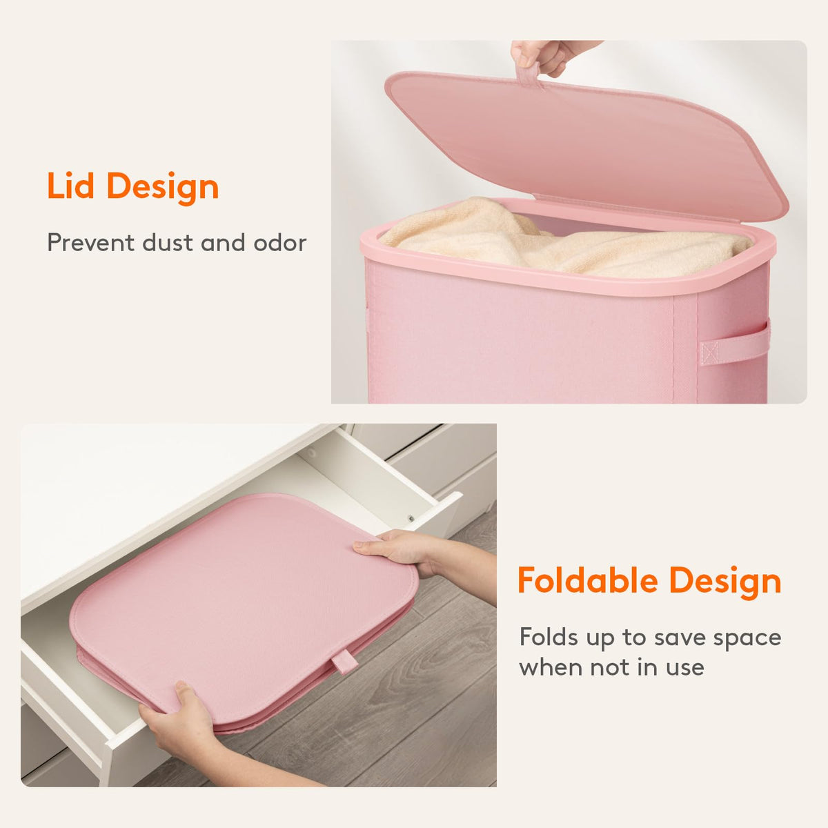 Slim Laundry Basket with Lid and Removable Bag