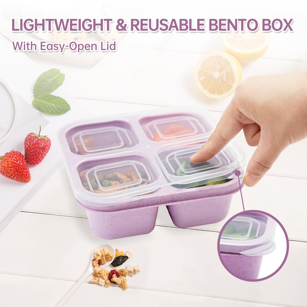 5 Pack 4 Compartment Divided Snack Box FOR Kids (5 count)