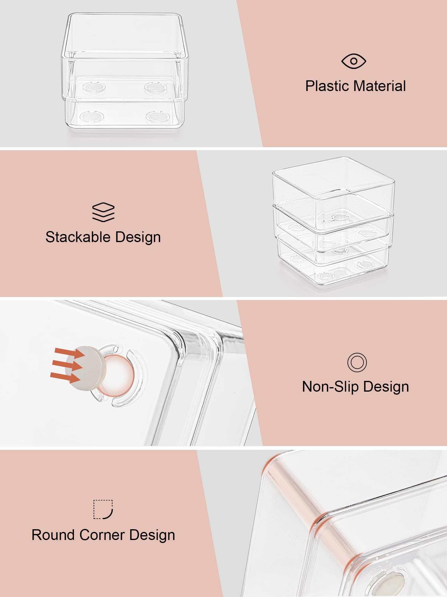 37 PCS Drawer Organizer 4 Size Desk Makeup Drawer Organizer Clear (37 Count)