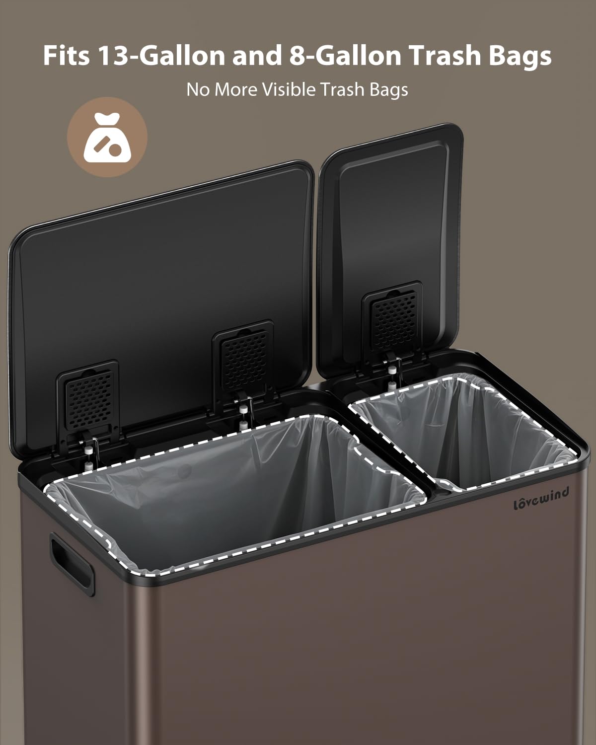 Dual Trash and Recycling Bins for Kitchen