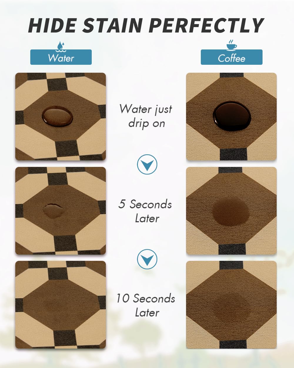 Coffee Mat Hide Stain Rubber Backed Absorbent Dish Drying Mat for Kitchen Counter