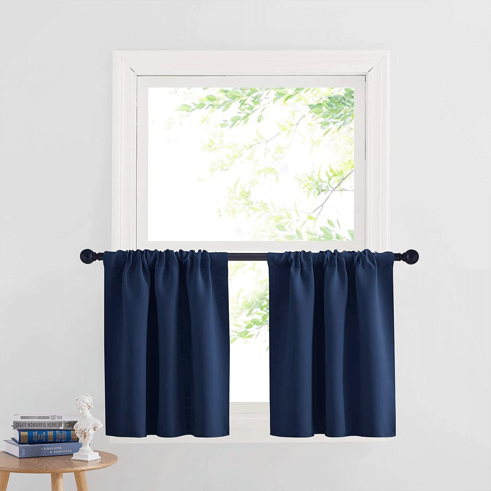 Cafe Blackout Curtains 24 inch Length