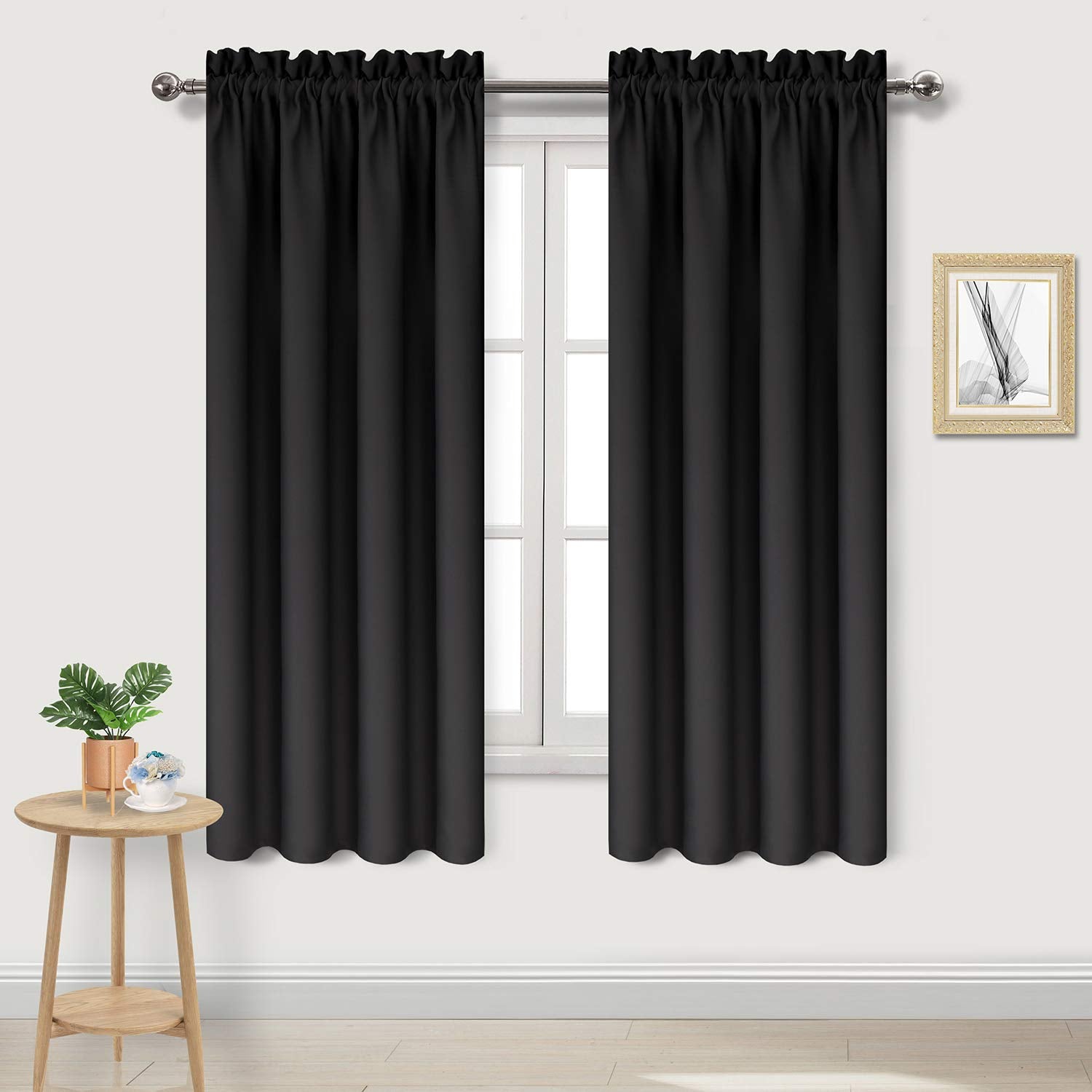 Blackout Curtains for Bedroom Living Room 38 x 63 Inch Long Black
