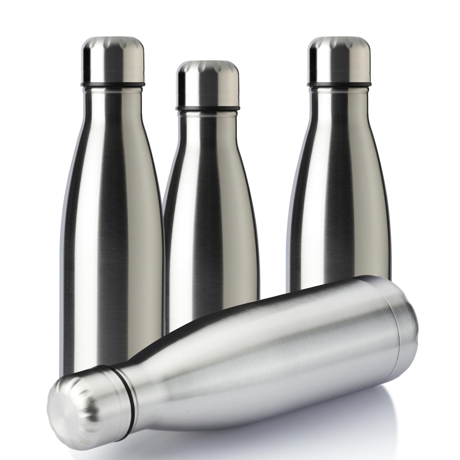 17oz Sport Water Bottle 4 Pack Vacuum Insulated Stainless Steel Leak (4 Count)