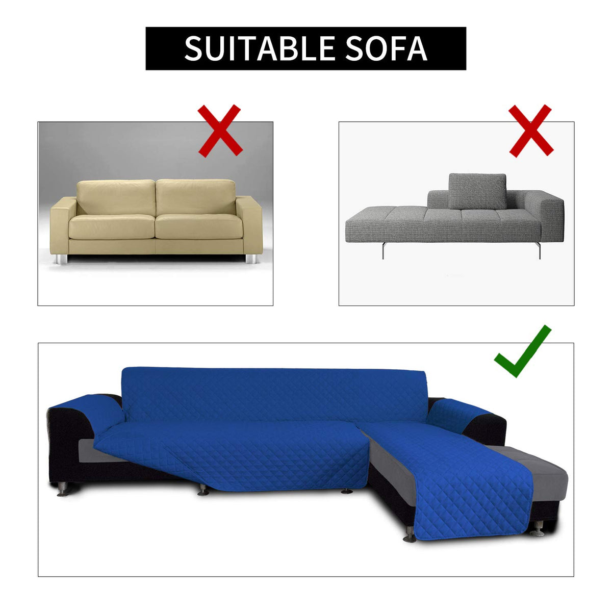 Reversible L Shape Sectional Couch Cover