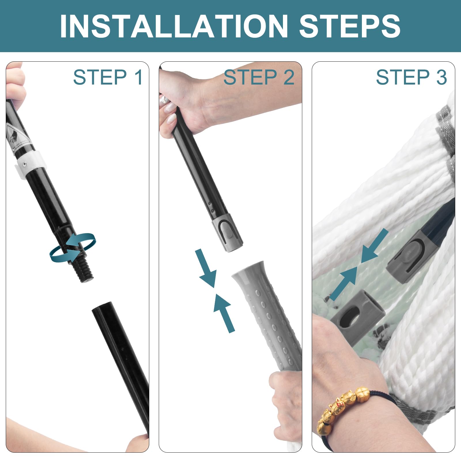 Self Wringing Twist Mop for Floor Cleaning with 57 " Long Handle