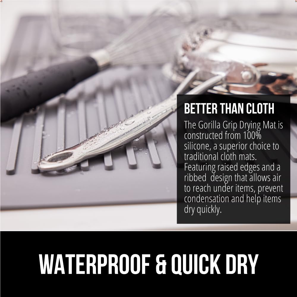 100% BPA Free Patented Silicone Dish Drying Mat for Kitchen Counter