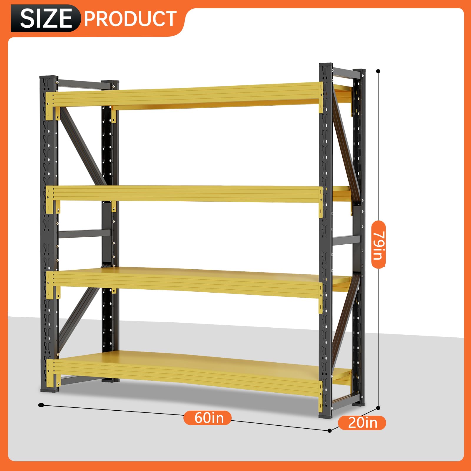 60" W x 20" D x 79" H Storage Shelves Heavy Duty