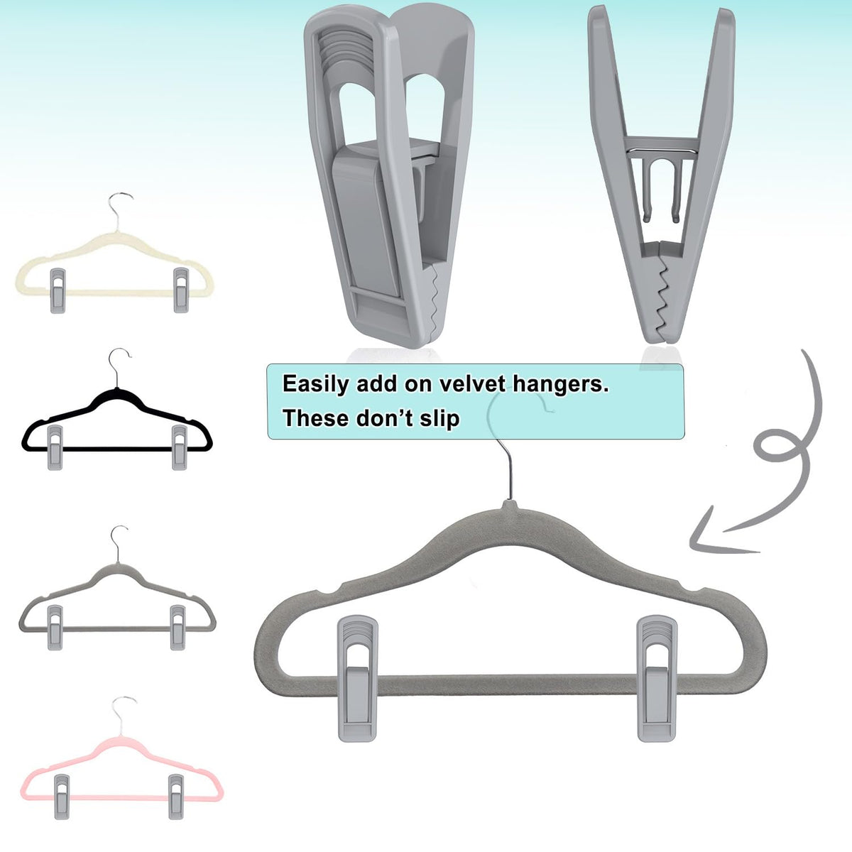 Hanger Clips for Velvet Hangers (40 Count)