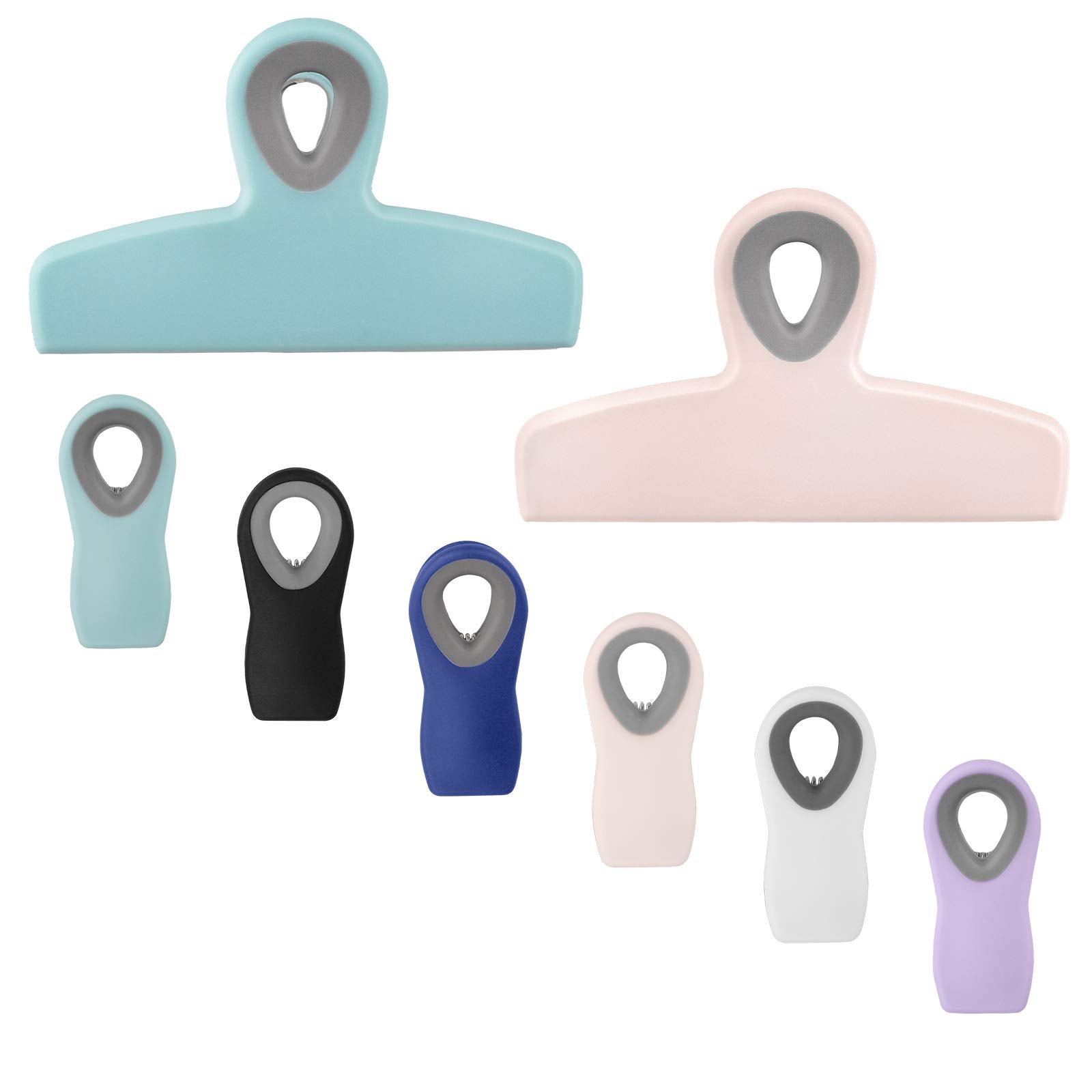 Bag Clips Heavy Duty Chip Clip and Refrigerator Magnet Clips for Food Storage with Air Tight Seal Grip (8 Count)