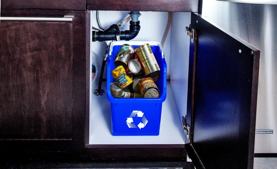 Blue Recycle Bin 6 Gallon Stackable Recycle Bins for Kitchen with Handle (20 Count)