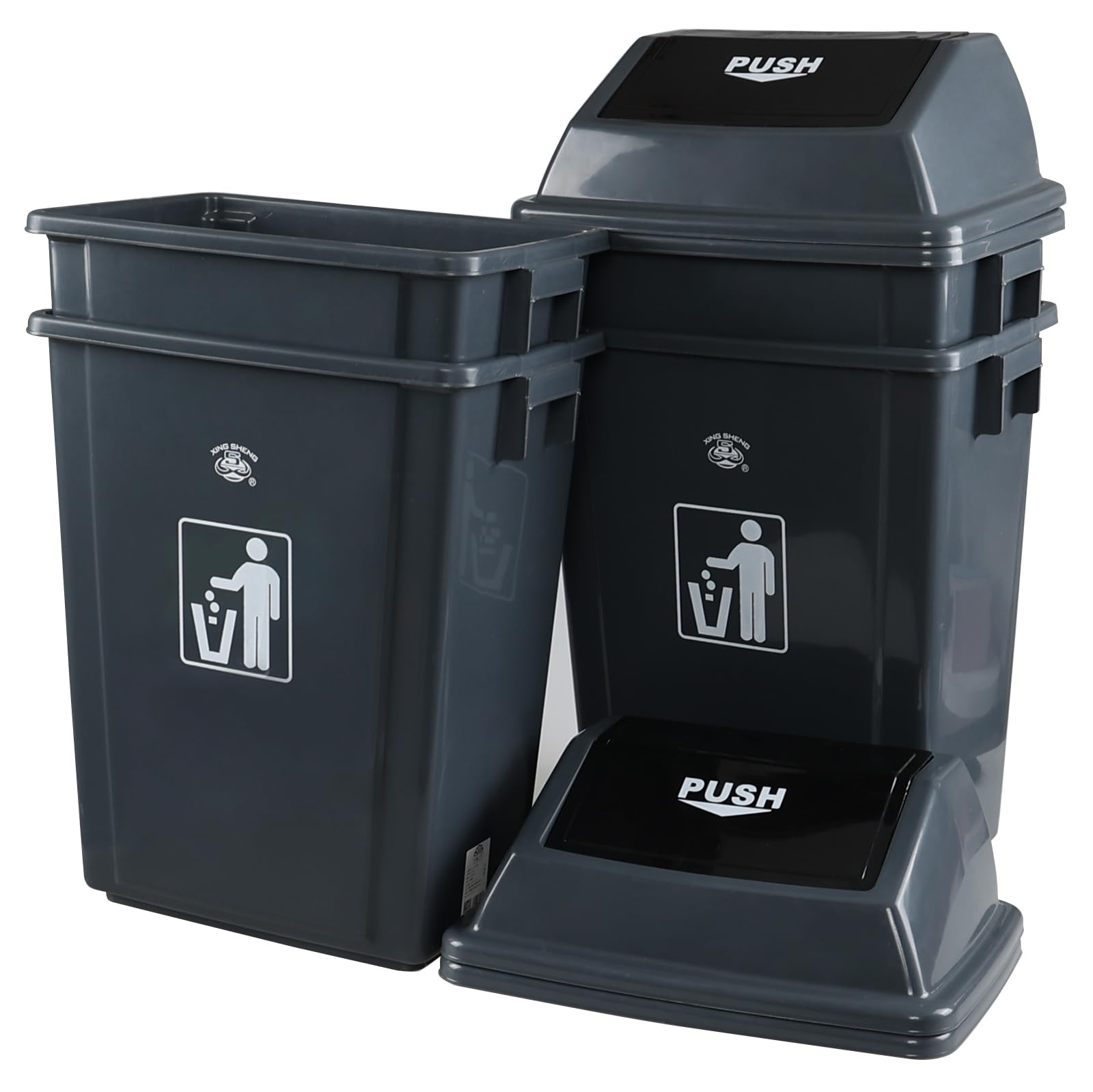 15 Gallon Rectangular Swing Lid Trash Can (4 Count)
