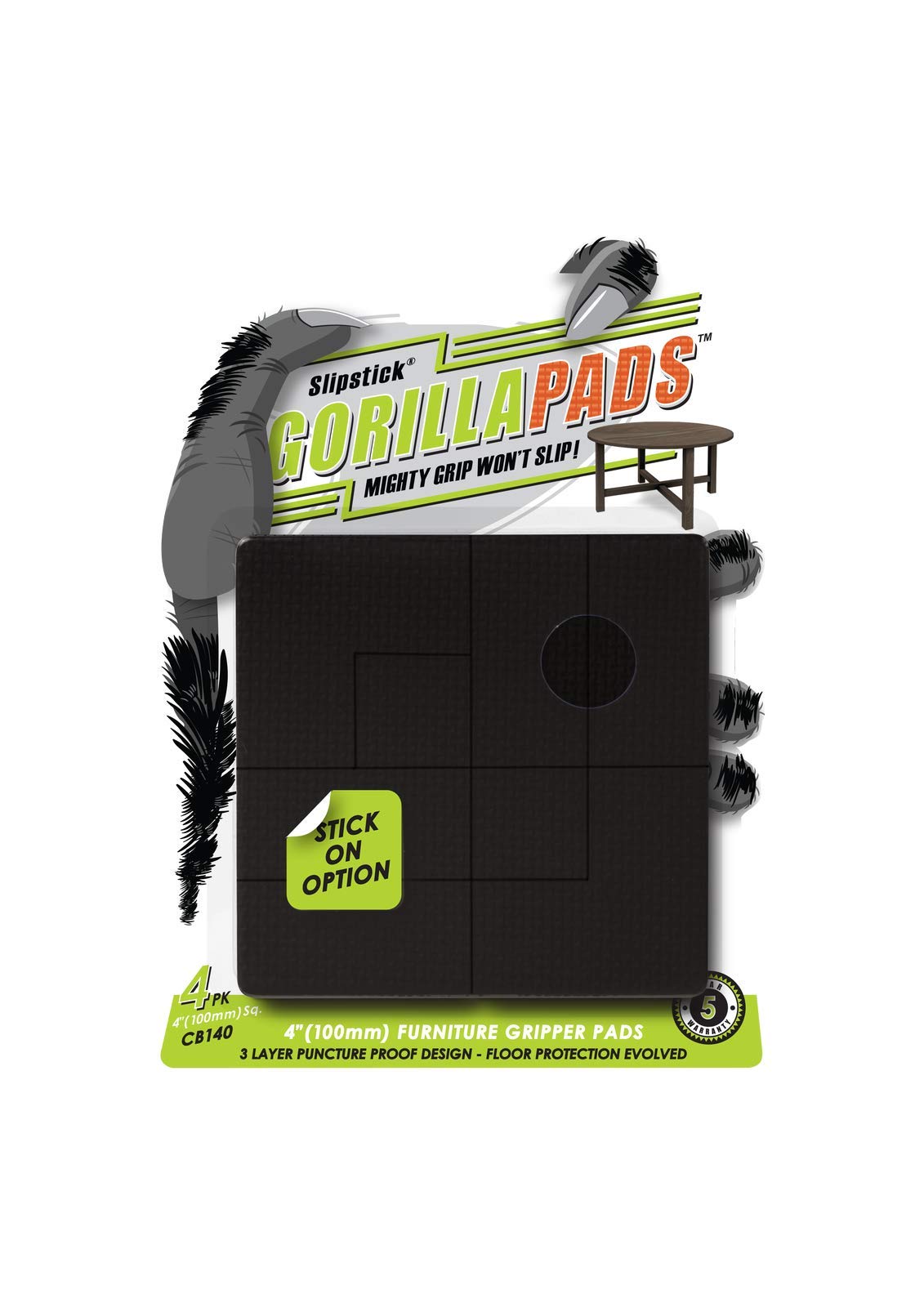 GorillaPads 4 Inch Non Slip Furniture Gripper Pads (4 Count)