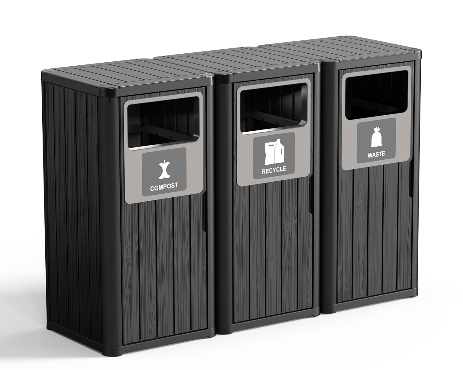 35" Tall Outdoor Trash Can (3 Count)